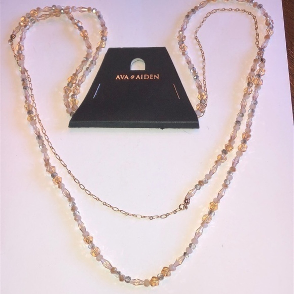 Ava & Aiden Gold Tone 60” Beaded Boho Necklace